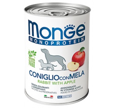 Monge Dog Monoprotein Fruits консервы для собак паштет из кролика с яблоком 400г